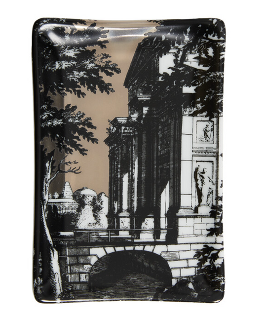 Fornasetti Rectangular Ashtray Giardino Settecentesco Platinum