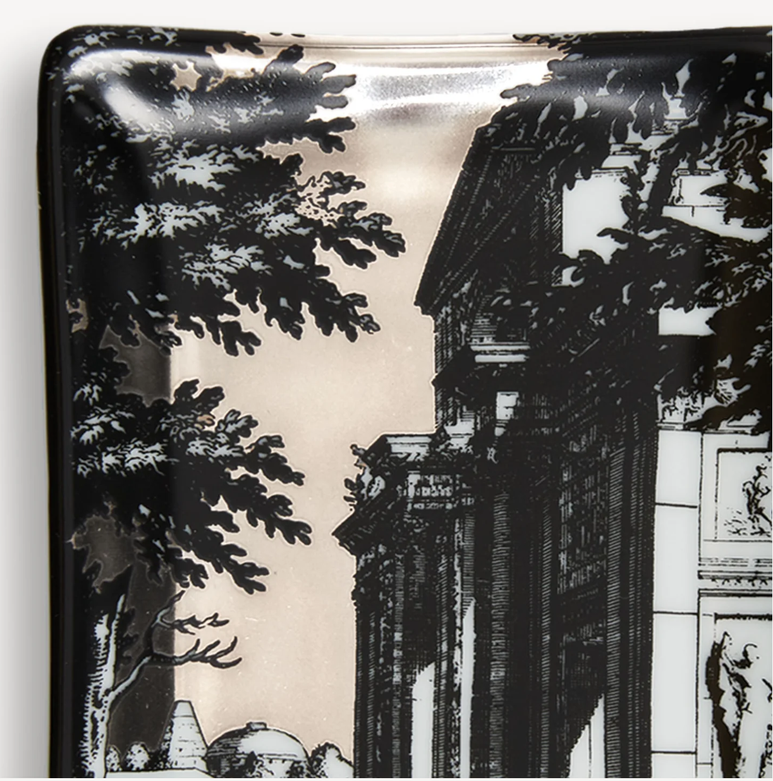 Fornasetti Rectangular Ashtray Giardino Settecentesco Platinum