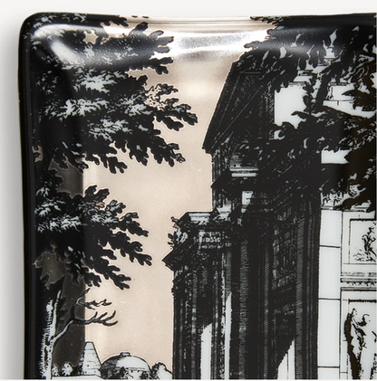 Fornasetti Rectangular Ashtray Giardino Settecentesco Platinum