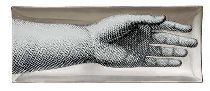 Fornasetti Rectangular Ceramic Tray Mano Platinum