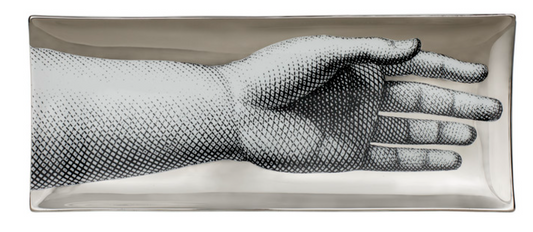 Fornasetti Rectangular Ceramic Tray Mano Platinum