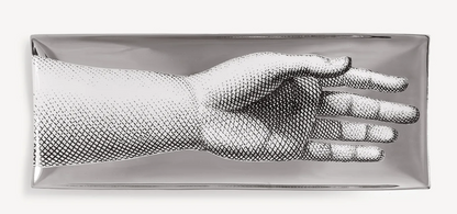 Fornasetti Rectangular Ceramic Tray Mano Platinum