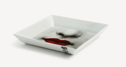 Fornasetti Square Ceramic Tray (vide-poche) 20x20 Tema&Variazioni 397, Red Lips