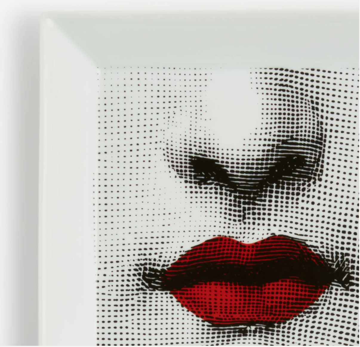 Fornasetti Square Ceramic Tray (vide-poche) 20x20 Tema&Variazioni 397, Red Lips
