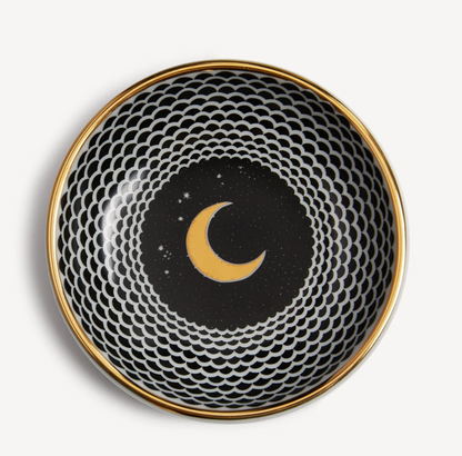 Fornasetti Round ashtray Lunocentrica in white/black/gold
