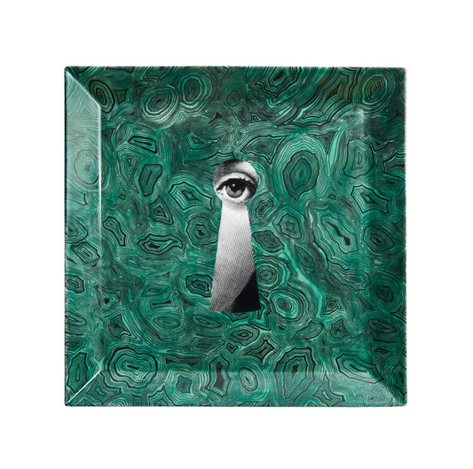 Fornasetti Square Ceramic Serratura / Lock on green Malachite - Milk Concept Boutique
