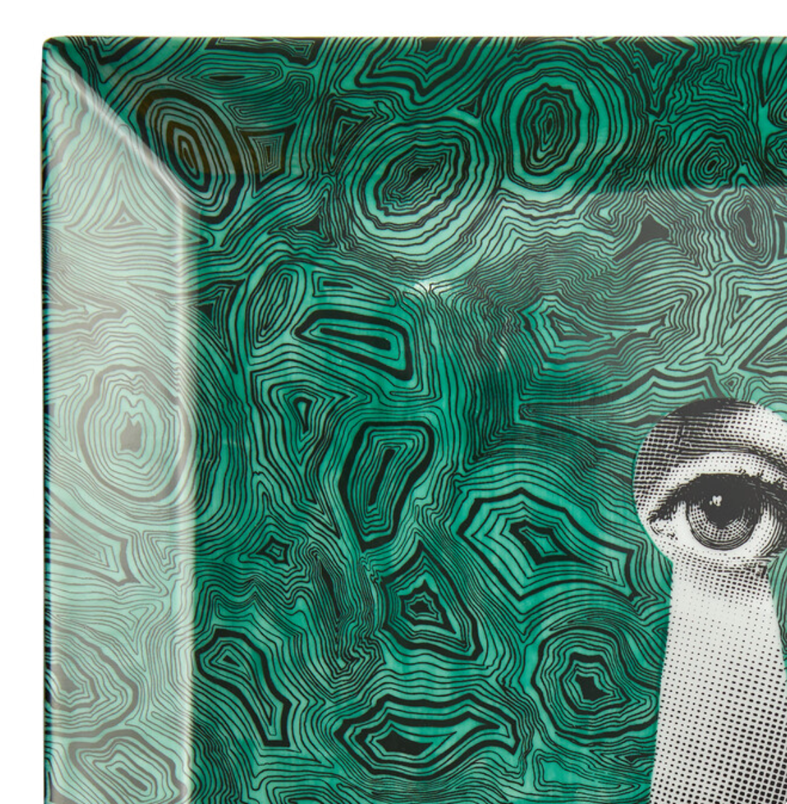 Fornasetti Square Ceramic Serratura / Lock on green Malachite
