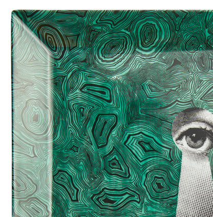 Fornasetti Square Ceramic Serratura / Lock on green Malachite
