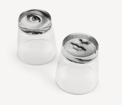 Fornasetti Set 2 Black Eye and Mouth Glasses