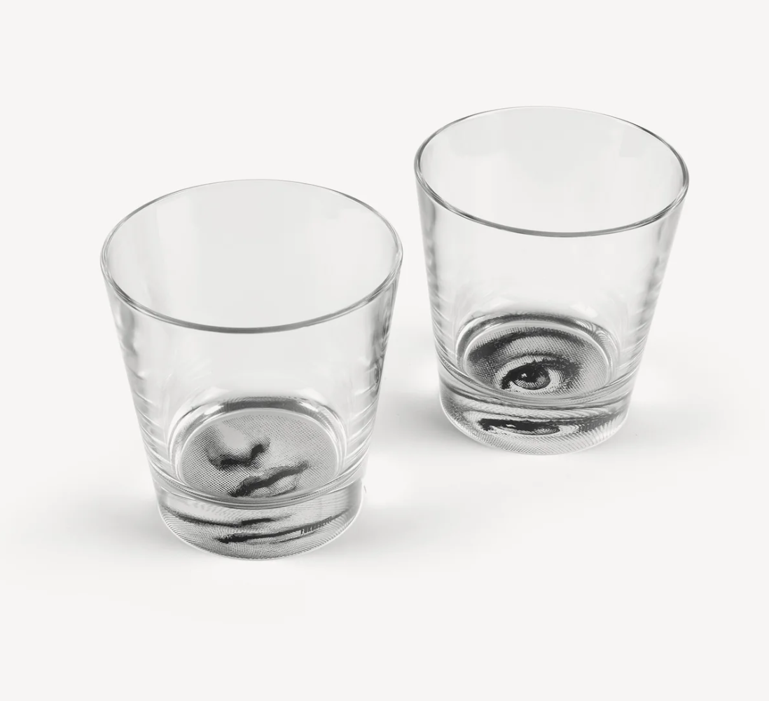 Fornasetti Set 2 Black Eye and Mouth Glasses