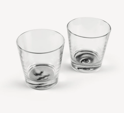 Fornasetti Set 2 Black Eye and Mouth Glasses