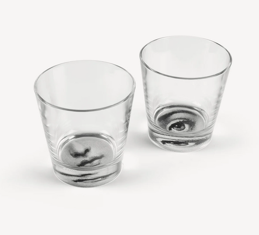 Fornasetti Set 2 Black Eye and Mouth Glasses