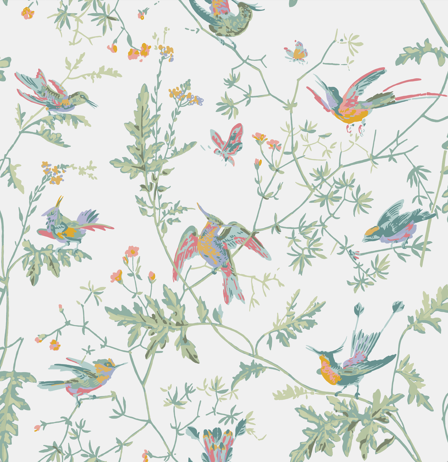 Hummingbirds Wallpaper - Milk Concept Boutique