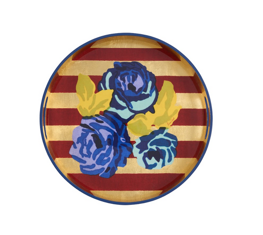 Lisa Corti Round Tray ø35 gold Nizam Stripes Red-Gold - Milk Concept Boutique