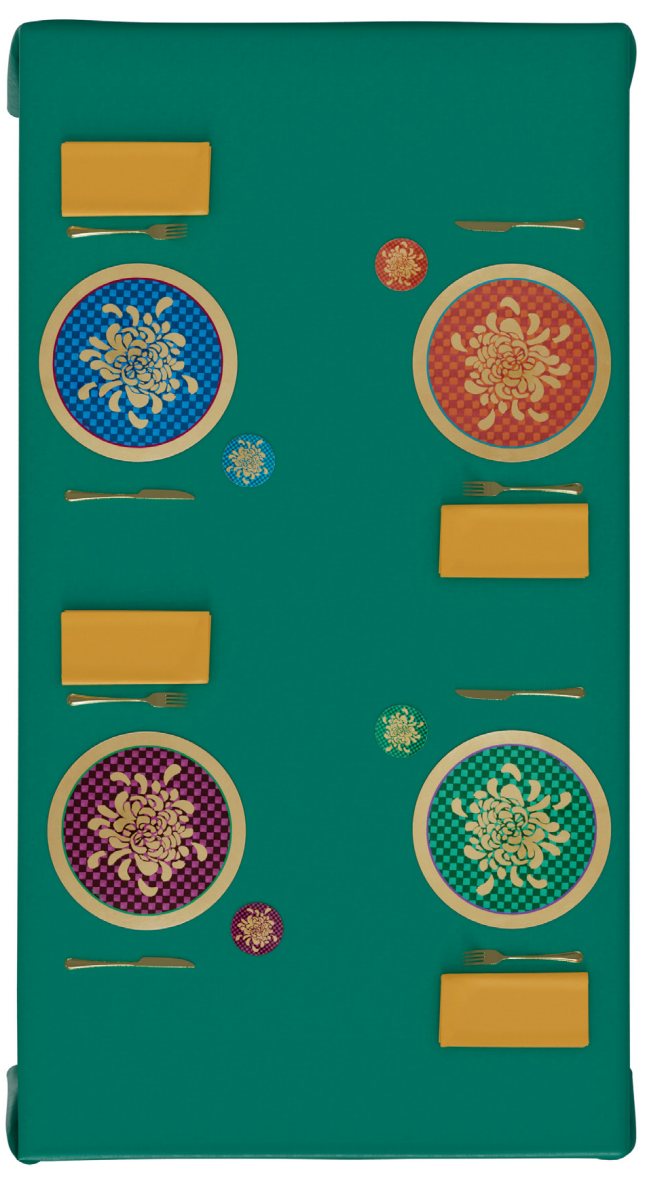 Lisa Corti 'Masonite' round placemat, Boule Flower Blue/Gold - Milk Concept Boutique