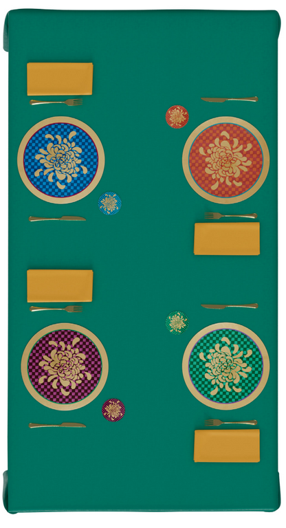 Lisa Corti 'Masonite' round placemat, Boule Flower Blue/Gold - Milk Concept Boutique