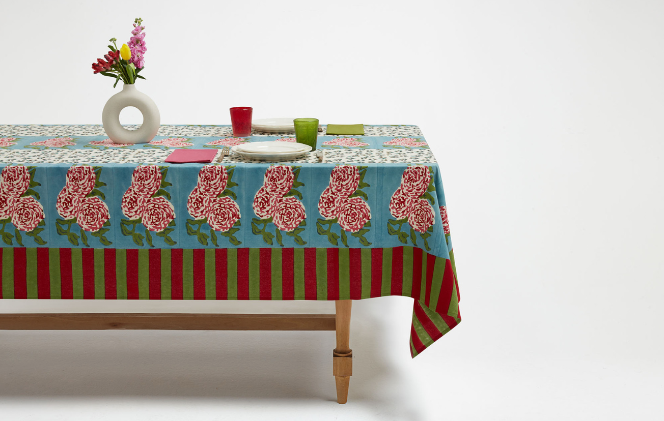 Lisa Corti Cotton Cloth 180x180cm Leopard Stripes Sky - Milk Concept Boutique