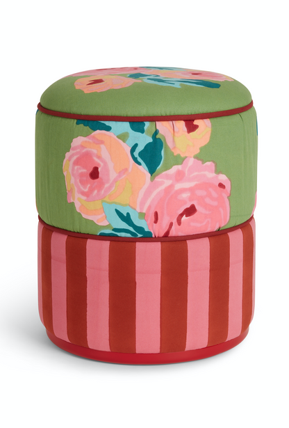 Lisa Corti Ottoman Nizam Acid Green with Stripes Pink Rust - Milk Concept Boutique