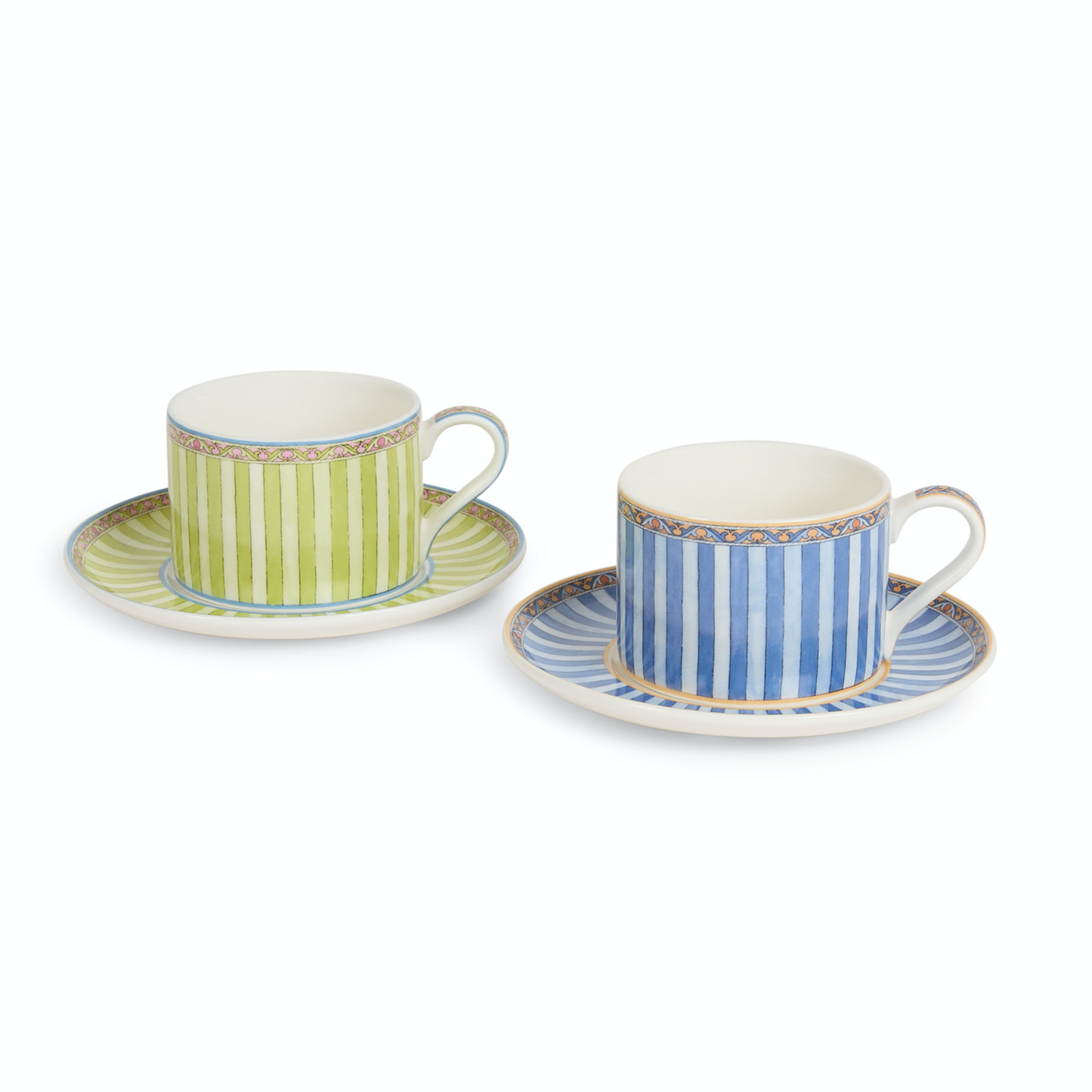Lisa Corti Tea Cup and Saucer Sariska Blue/Green set of 2 - Milk Concept Boutique