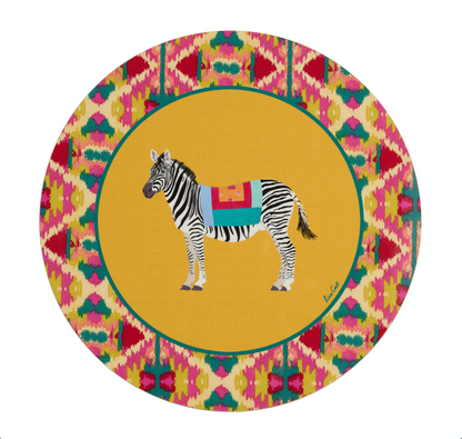 Lisa Corti 'Masonite' round placemat, Safarikat yellow - Milk Concept Boutique