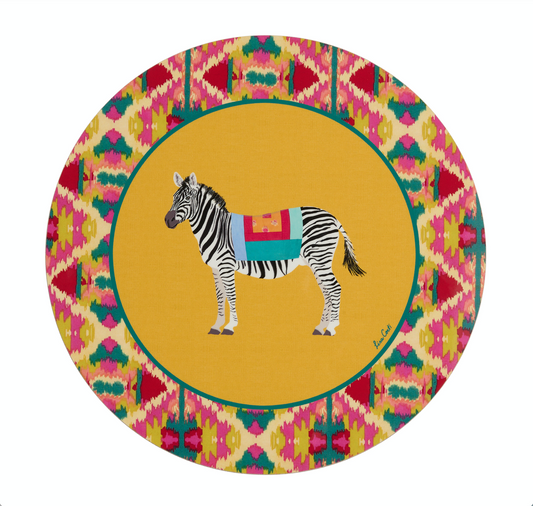 Lisa Corti 'Masonite' round placemat, Safarikat yellow - Milk Concept Boutique