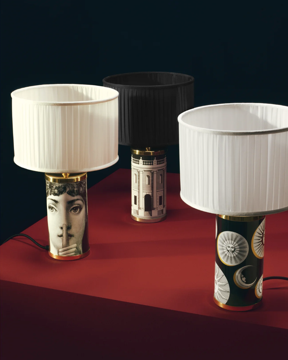 Fornasetti Small Cylindrical lamp SILENZIO - Milk Concept Boutique
