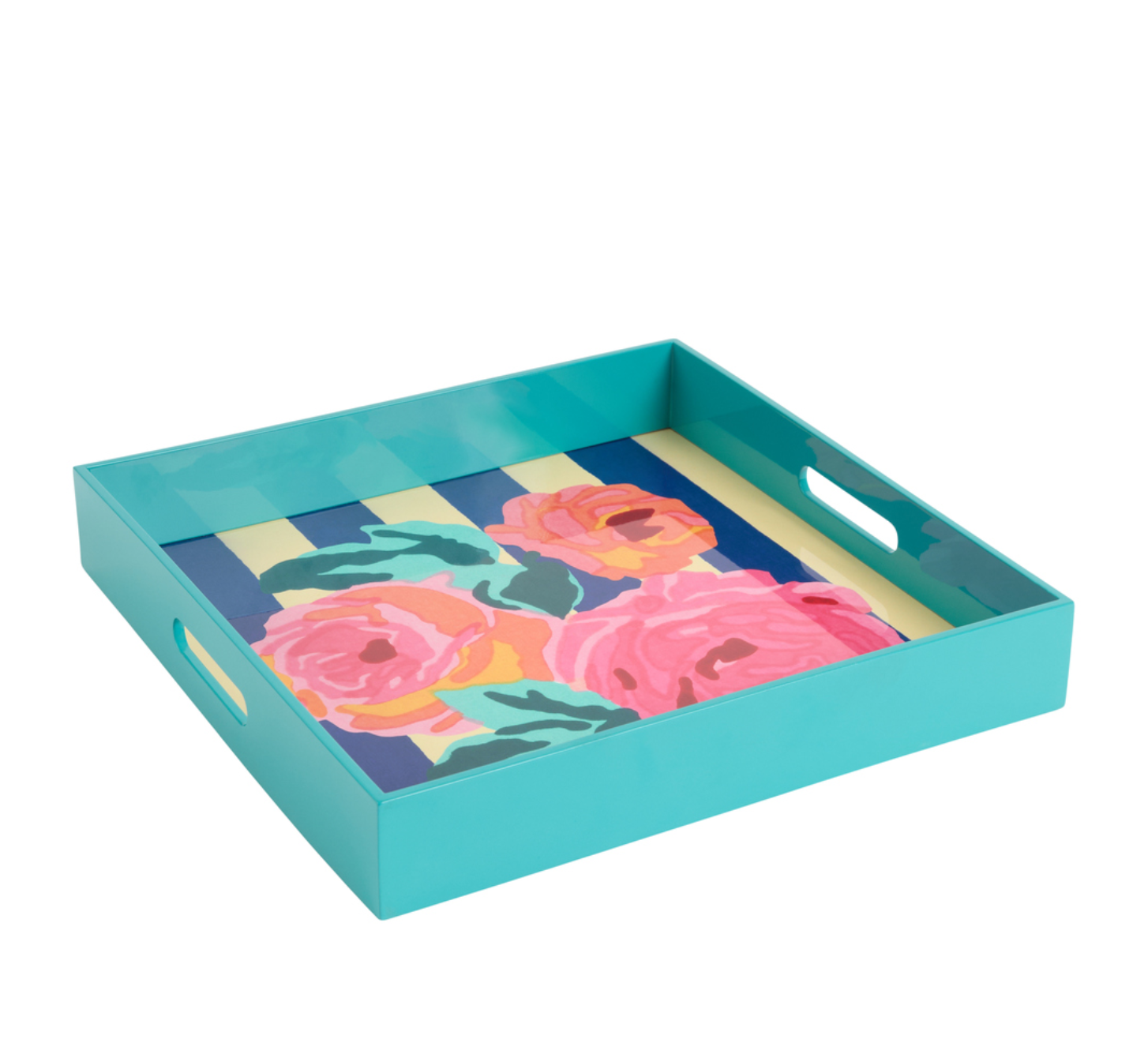 Lisa Corti Square Tray Nizam Stripes Blue Natural - Milk Concept Boutique