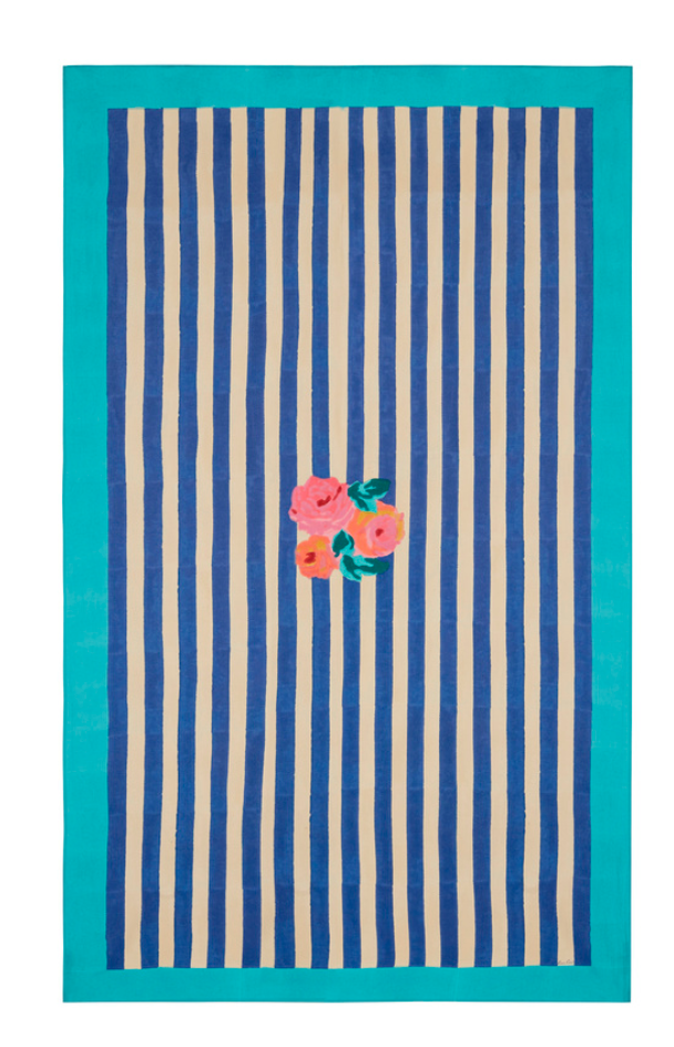 Lisa Corti Cotton Cloth 140x240cm Nizam Stripes Blue-Natural - Milk Concept Boutique