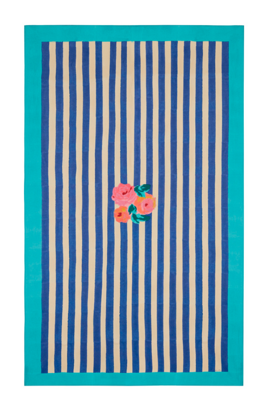 Lisa Corti Cotton Cloth 140x240cm Nizam Stripes Blue-Natural - Milk Concept Boutique