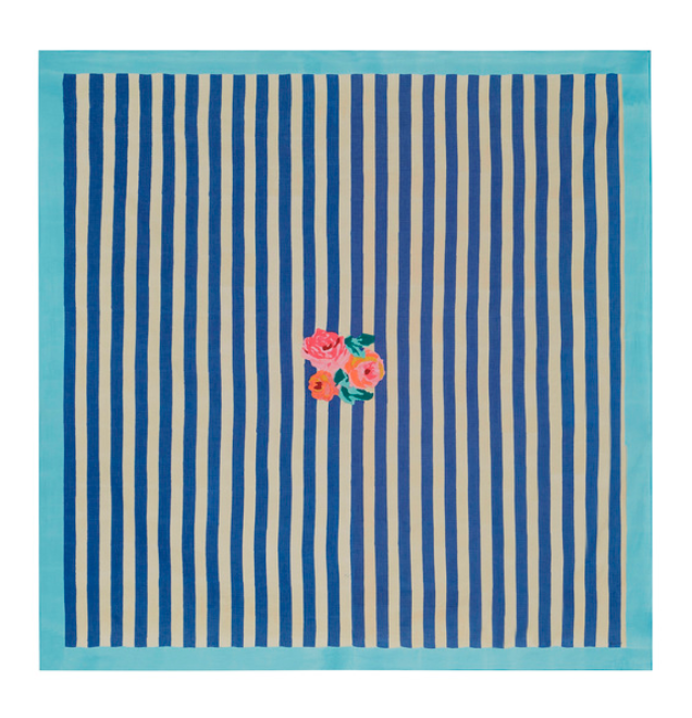 Lisa Corti Cotton Cloth 220x220cm Nizam Stripes Blue-Natural - Milk Concept Boutique