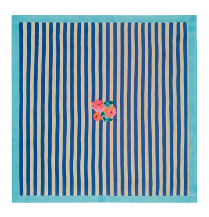 Lisa Corti Cotton Cloth 220x220cm Nizam Stripes Blue-Natural - Milk Concept Boutique