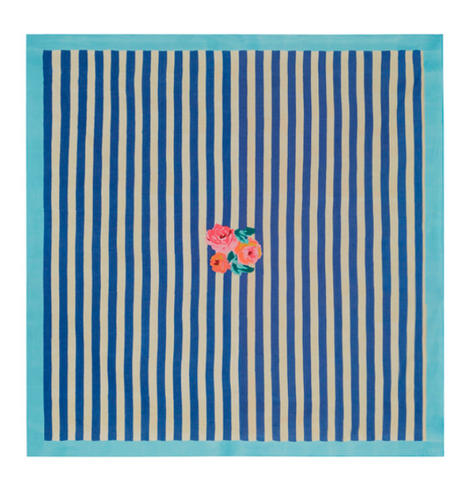 Lisa Corti Cotton Cloth 220x220cm Nizam Stripes Blue-Natural - Milk Concept Boutique