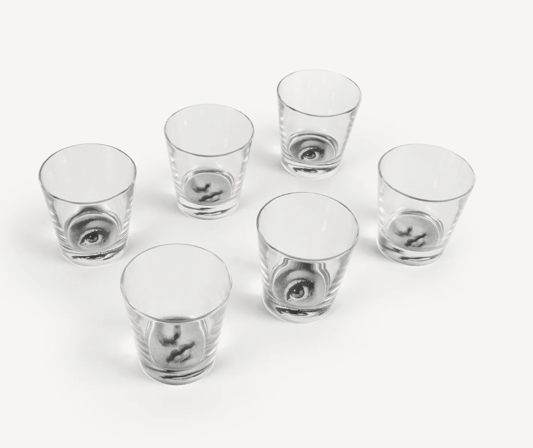 Fornasetti set of 6 glasses Occhio & Bocca - Milk Concept Boutique