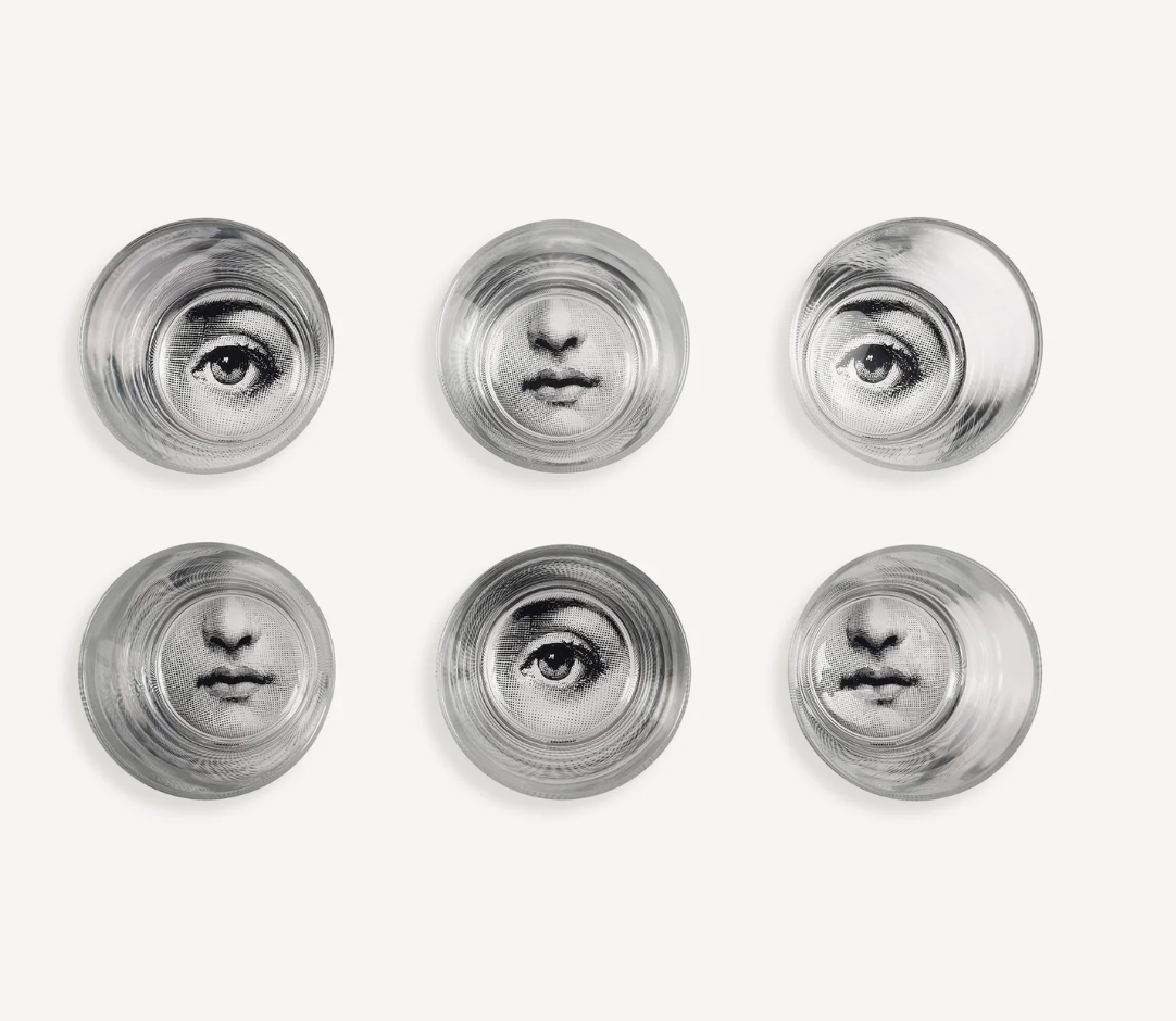 Fornasetti set of 6 glasses Occhio & Bocca - Milk Concept Boutique