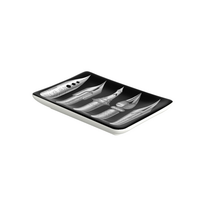 Fornasetti Rectangular Ashtray Pennini white/black