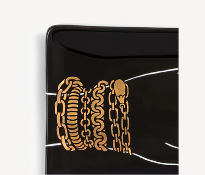 Fornasetti Rectangular Ashtray Mano con gioielli gold/black