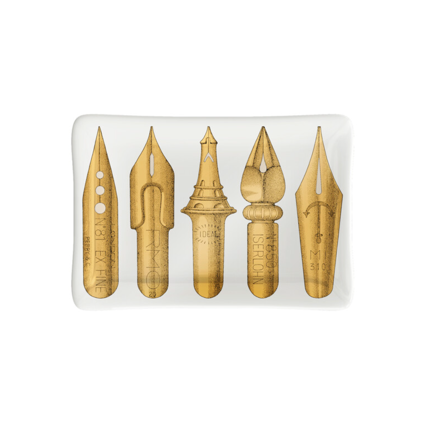 Fornasetti Rectangular Ashtray Pennini gold/black