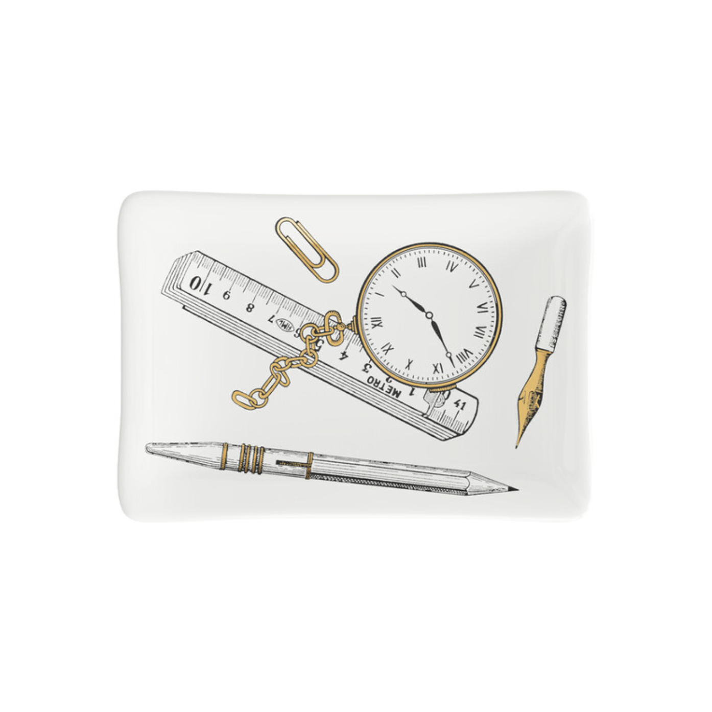Fornasetti Rectangular Ashtray Oggetti sparsi gold/black