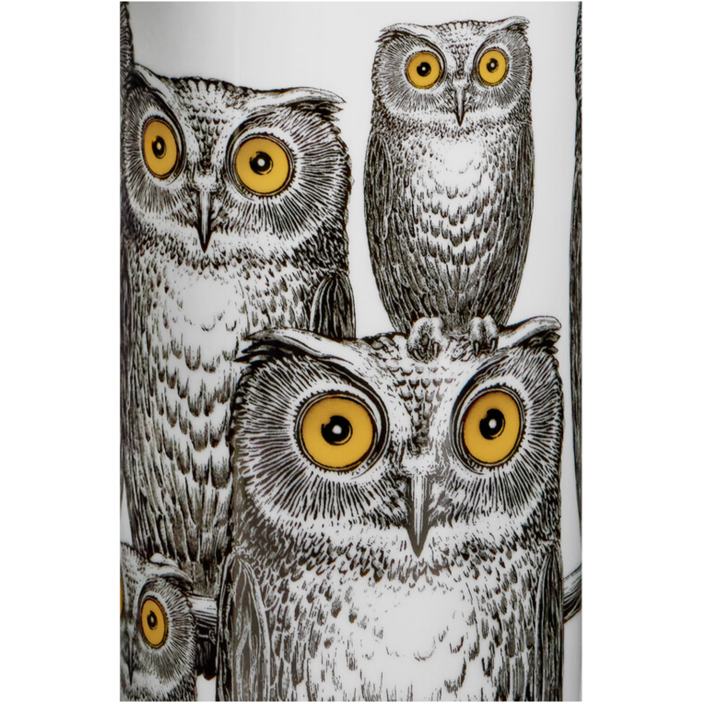 Fornasetti Cylindrical Vase Small Civette black gold white
