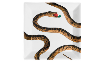Fornasetti square plate (wide-poche) 20x20cm, Peccato originale black/gold/colour