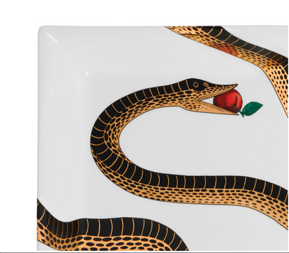 Fornasetti square plate (wide-poche) 20x20cm, Peccato originale black/gold/colour