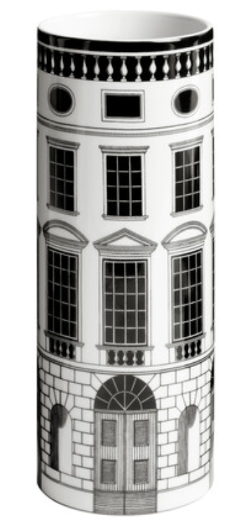 Fornasetti Cylindrical Vase Small Architettura black&white