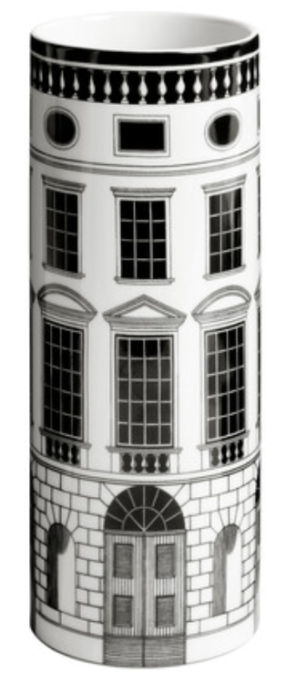 Fornasetti Cylindrical Vase Small Architettura black&white