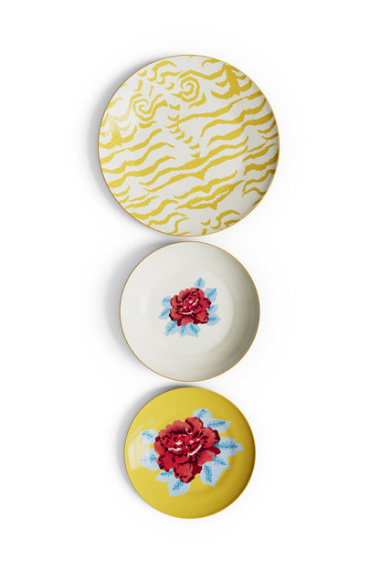 Lisa Corti Porcelain plates assorted Indian Tiger Gold set of 3 - Milk Concept Boutique