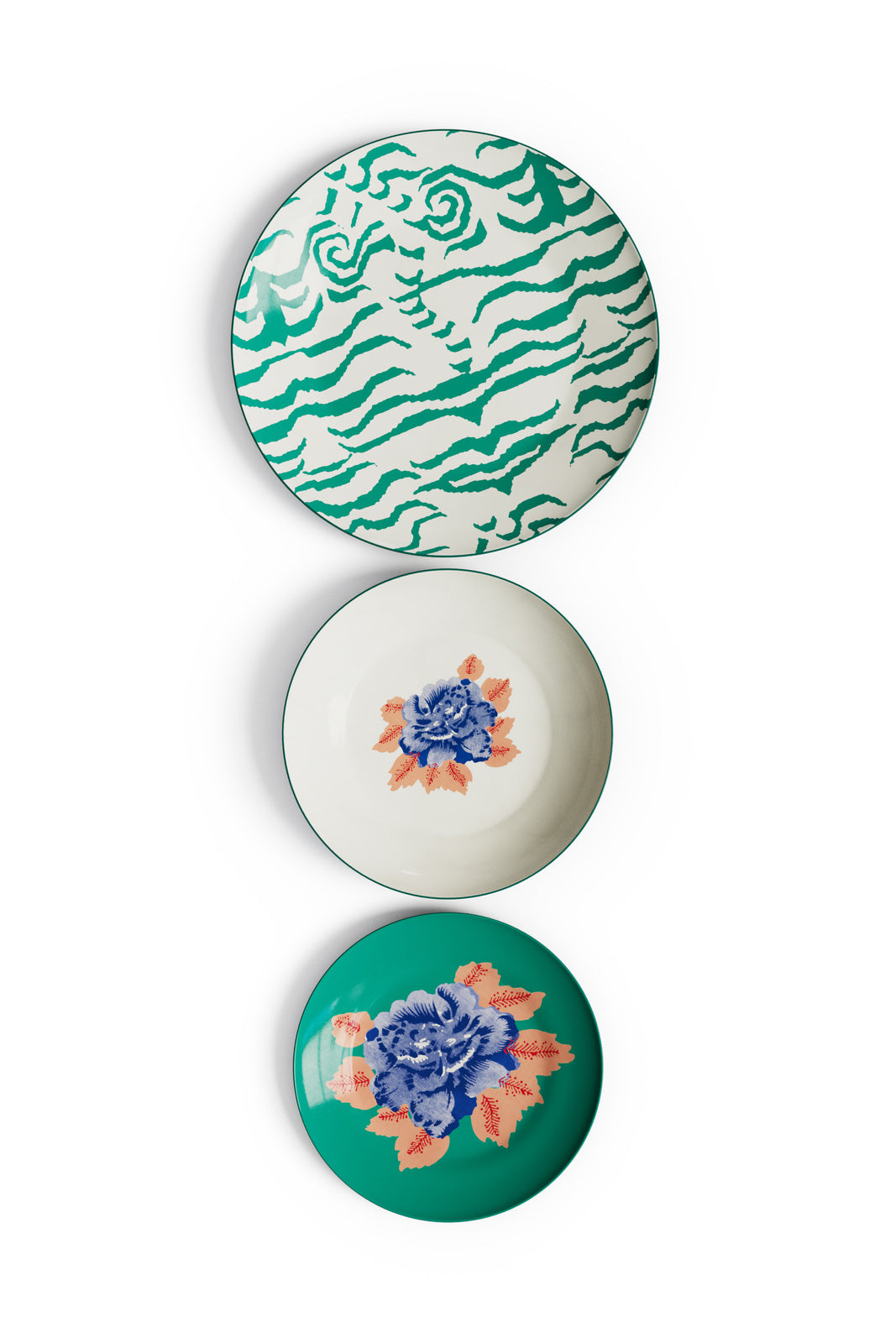 Lisa Corti Porcelain plates assorted Indian Tiger Veronese set of 3 - Milk Concept Boutique