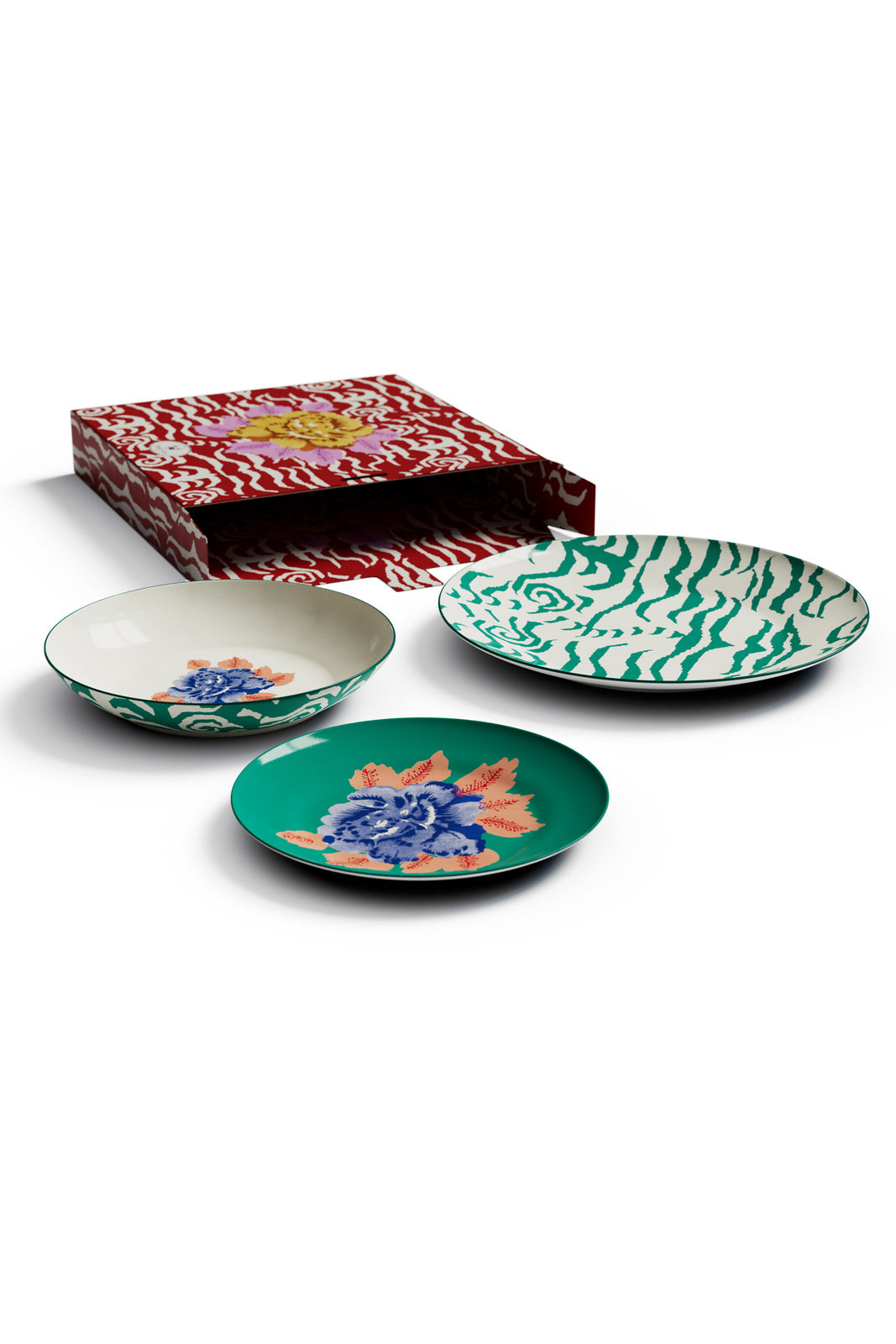 Lisa Corti Porcelain plates assorted Indian Tiger Veronese set of 3 - Milk Concept Boutique