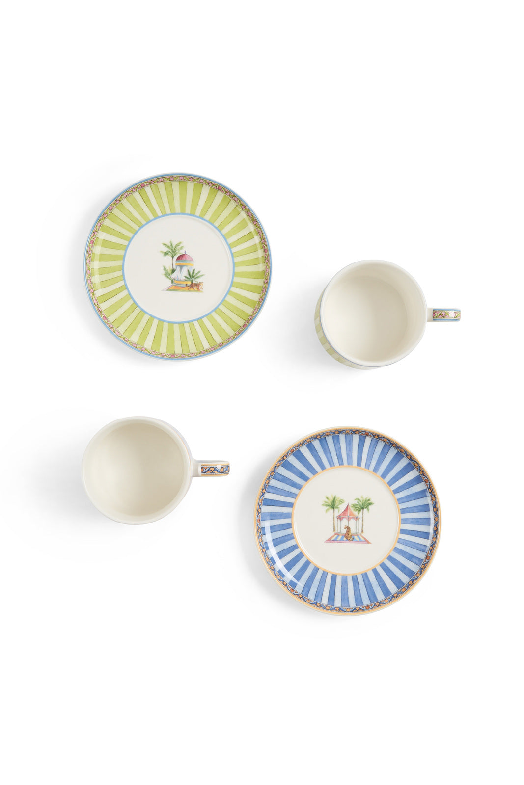 Lisa Corti Tea Cup and Saucer Sariska Blue/Green set of 2 - Milk Concept Boutique