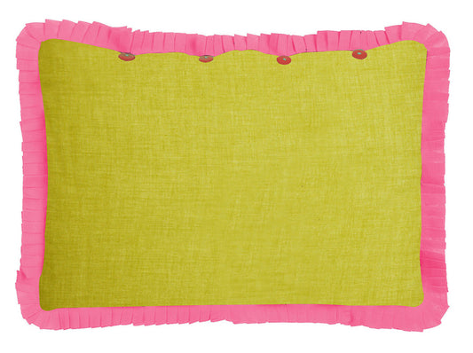 Lisa Corti Organza Cushion 35x50cm Acid Green Pink - Milk Concept Boutique