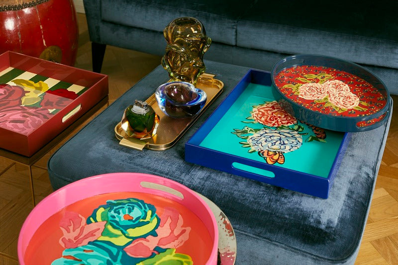 Lisa Corti Round Tray ø35 Nizam Flower Geranium - Milk Concept Boutique