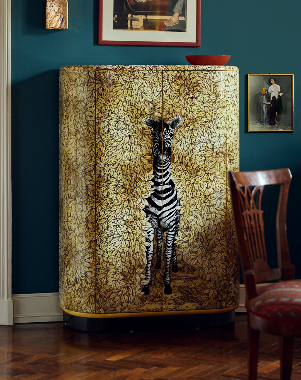 Fornasetti Curved cabinet Zebra colour - Milk Concept Boutique
